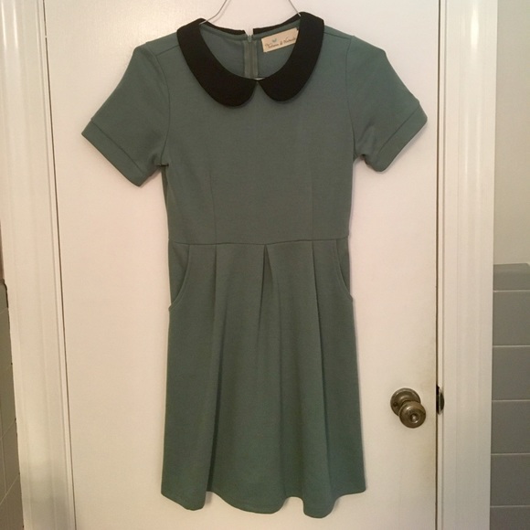 Soft Teal Dress with Peter Pan Collar - Picture 1 of 4